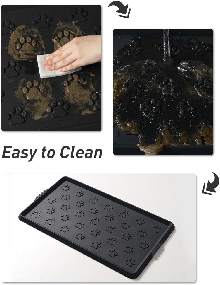 SUPENUIN Paw Pattern Boot Tray for Entryway Waterproof Rubber Mats for Dogs Multipurpose Shoe Mat Tray for Entryway Indoor Outdoor Multi Use Catch All Trays Shoe Storage 16x27.5 Inches - Image 4